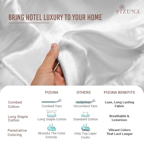 Pizuna 100% Cotton King Duvet Cover Set - White, 400 Thread Count, Hotel Quality - Variation of THIS listing