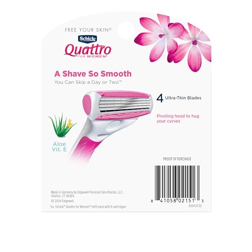 Women's Razor Blade Refills - 4 Ultra-Thin Blades, Aloe & Vitamin E Conditioning