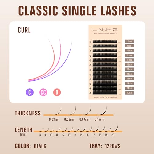 Classic Volume Lash Extension, 0.15 CC Curl 8-15mm Mixed Eyelash Extension Lash Trays, Super Matt Black Individual Lash Extensions for Professional Salon Use