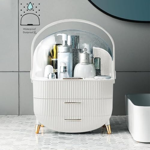 ZOOFOX Makeup Organizer with Drawers, Skincare Organizer with Brush Holder and Lipstick Organizer for Vanity, Large Cosmetic Display Case for Dresser, Bathroom Countertop