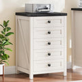 Halitaa Rustic White & Black 5 Drawer Farmhouse File Cabinet - Compact Vertical Storage, 15.75 x 18.11 x 27.76 inches