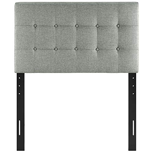 Modway Emily Tufted Button Linen Fabric Upholstered Twin Headboard in