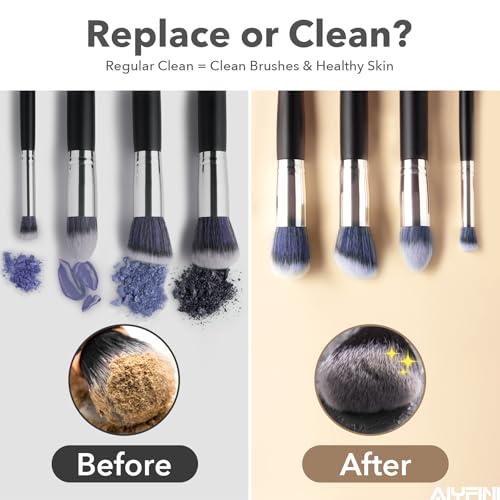 Alyfini Makeup Brush Cleaner Machine-Professional Electric Make up Brushes Cleaner Cleanser Solution for Kabuki Foundation Liquid Powder Face Makeup Self Tanner Brush,Gifts for Women Stocking Stuffers