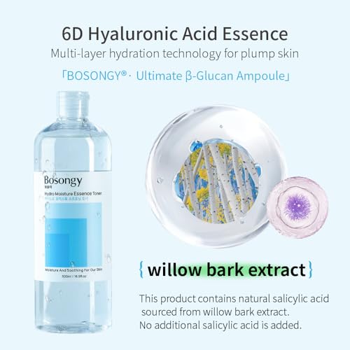 Hydro Moisture Essence Toner 500ml(16.9fl.oz.) ? Deep Nourishing Facial Toner for Dry & Sensitive Skin, Infused with Hyaluronic Acid, Panthenol &Azelaic Acid Toner Korean Skincare