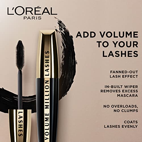 L'Oreal Paris Volume Million Lashes Extra Black Mascara 0.3 Fl Oz - Clump-Free, Voluminous Eyelash Makeup