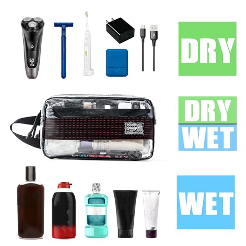 Rough Enough Clear Travel Toiletry Bag for Men Women Traveling Toiletries Essentials Shaving Hygiene Dopp Kit