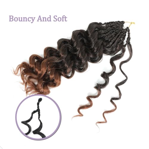 Pre-Looped Ocean Wave Crochet Braids - 12 Inch Water Wave Synthetic Hair, Pack of 8, #T30