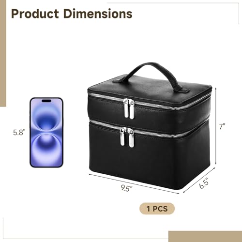 Makeup Vanity Bag for Women Large Capacity Waterproof Cosmetic Organizer with Removable Liner - StyleC Black