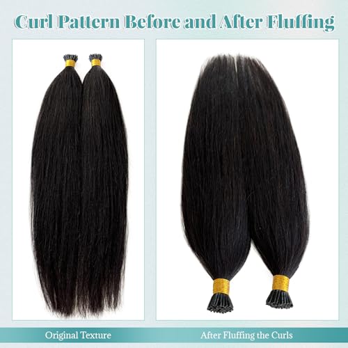 Yaki Straight I Tip Hair Extensions Human Hair 16 Inch 50G Light Yaki Style - Variation #YK
