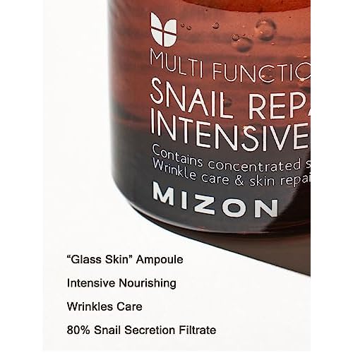 MIZON Full Korean Skincare Set Allin1 Snail Repair Cream Snail Repair Intensive Ampoule Snail Repairing Foam Cleanser and Snail Repair Eye Cream Stocking Stuffers Chirstmas Gift