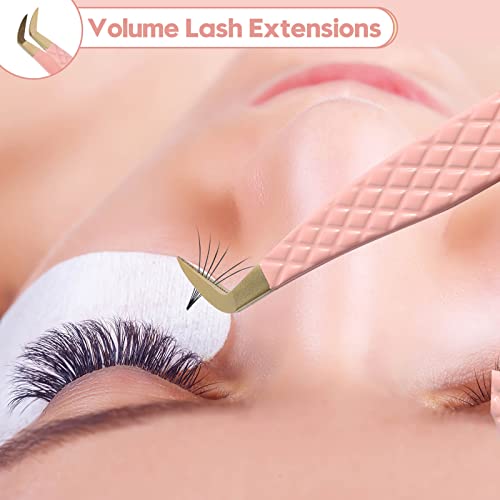 Ms.Queen Fiber Tip Eyelash Tweezers for Extensions & Volume Fans