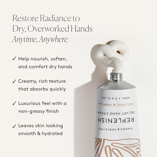 Naked & Thriving Replenish Velvet Hand Cream – Coconut & Vanilla, Fast-Absorbing Hydration