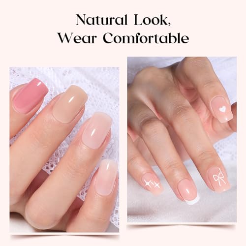Beetles Press On Nails Kit - Creamy Drizzle, Short Square 720Pcs - D Variation