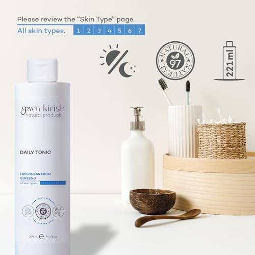 Gew¡¯n Kirish Daily Tonic ? Purifying & Hydrating Face Toner with Ginseng, Balances Sebum & Revives Skin, Suitable for Oily, Dry & Sensitive Skin, 7.5 fl oz