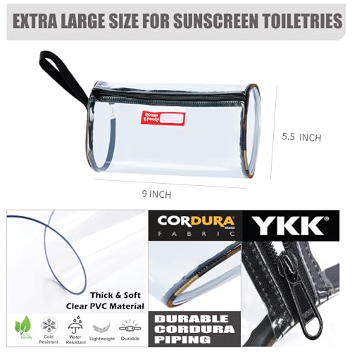 Rough Enough Large Travel Toiletry Bag Clear Cosmetic Sunscreen Pouch Lotion Bags Organizer for Traveling Family Beach Trip Skin Care Equipment Storage