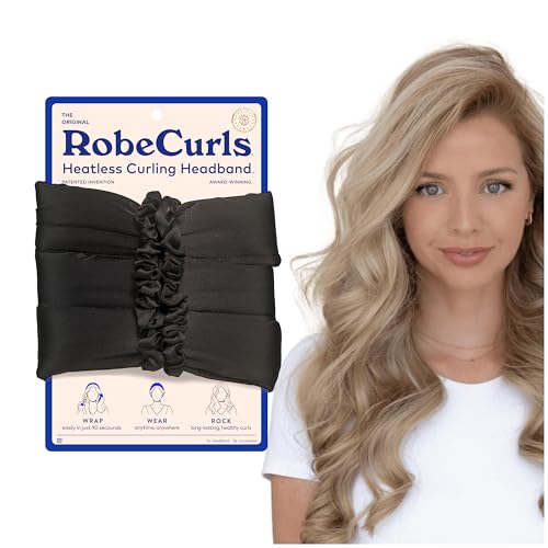 Heatless Hair Curler Set with Satin Headband & Scrunchies - Black
