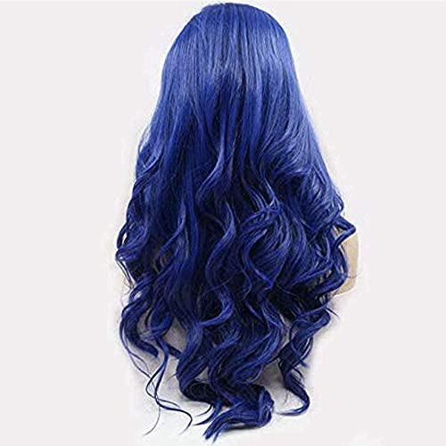 Dark Blue Lace Front Wigs for Women 24 Inch Curly Long Synthetic Heat-Resistant Hair