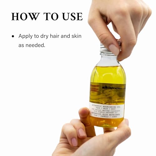 Davines Authentic Nourishing Oil, Multi-Functional Oil for Face, Hair & Body - 100% Natural Organic Safflower Formula - Hydrates, Softens & Adds Shine, 4.73 Fl Oz