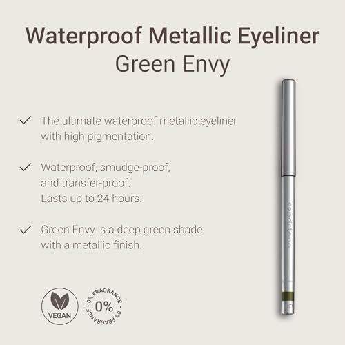 Sandstone Scandinavia Hypoallergenic Waterproof Metallic Eyeliner Pencil ? Green ? Fragrance-Free, Vegan ? Smudge-Proof Eye Liner for Sensitive Eyes