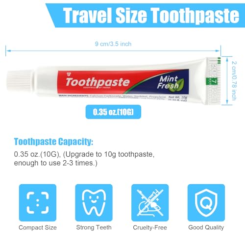 100 Pack Travel Size Toothpaste - Mini 0.8x3.5 Inch Peppermint Disposable Tubes