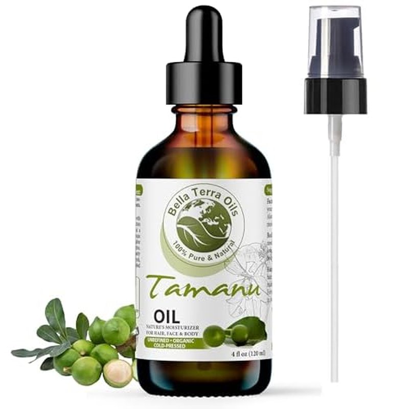 Bella Terra Oils - Organic Tamanu Oil 4oz - Cold-Pressed & Pure, Packed with Antioxidants & Beneficial Nutrients, Achieve Silky Smooth Skin Naturally