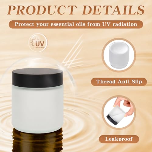 Frosted Glass Jars with Lids - 4 oz Airtight Cosmetic Containers, Bulk Storage, DIY Crafts, Clear Frosted, 24 Pack