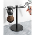 pickpiff Safety Razor Stand With Brush Holder, Black Heavy Duty Metal Shaving Holder for Men, Extra Wide Openings, Fits Most Brushes and All Kinds Of Razors