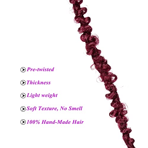 Pre-Looped Butterfly Locs Crochet Hair 30 Inch - Burgundy, Pack of 6 - Lightweight & Natural