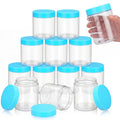 12 Pack 16 oz Plastic Round Jars with Lids - Blue Travel Cosmetic Containers