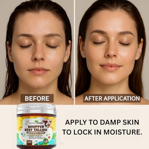 Mayan's Secret Beef Tallow Whipped Moisturizer ? Grass Fed with Jojoba, Shea & Cacao Butter, Raw Honey ? Hydrates Dry & Sensitive Skin ? USA Made, Citrus Fresh (2 Ounce (Pack of 2))