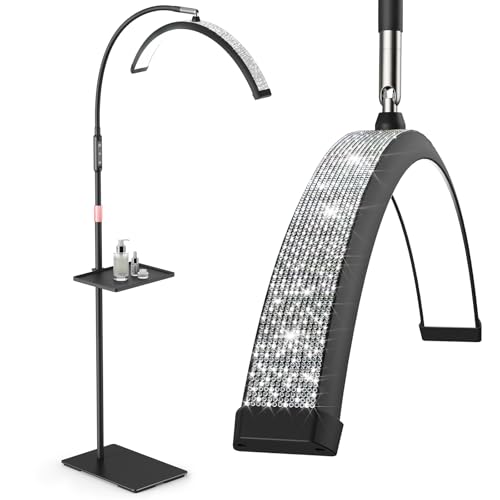 Mznoo Black Half Moon Lash Light with Diamond Design, Adjustable Brightness & Tool Tray