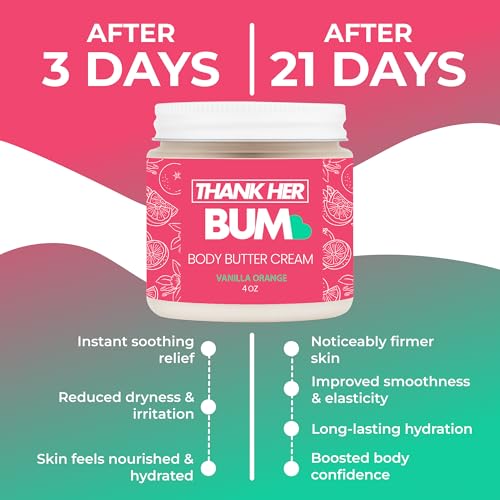 Brazilian Bum Tightening Cream ? All Natural Firming Body Butter for Legs, Thighs, Butt, Neck, and Arms | Made in USA ? 4 oz, Vanilla Orange