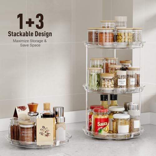 9-Inch 2 Pack Lazy Susan Organizer for Cabinets - Space Saving, Sturdy 2-Tier Turntable
