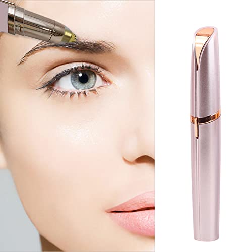 USB Rechargeable Portable Electric Eyebrow Trimmer Pen for Women, Painless Precision Hair Remover, Safe Shaver Razor Tool for Face, Leg, Lip, Armpit, Hand (Rose Gold)
