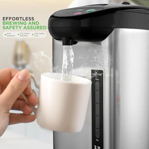 NutriChef 3.4 Quart Insulated Electric Hot Water Dispenser & Boiler