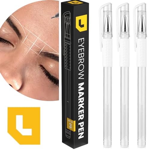 | 3pcs Skin Marker | Eyebrow PMU Microblading Outline Pencil | Felt Pen White Brow Position Mapping Pencil | Permanent Makeup Position Mark Tools