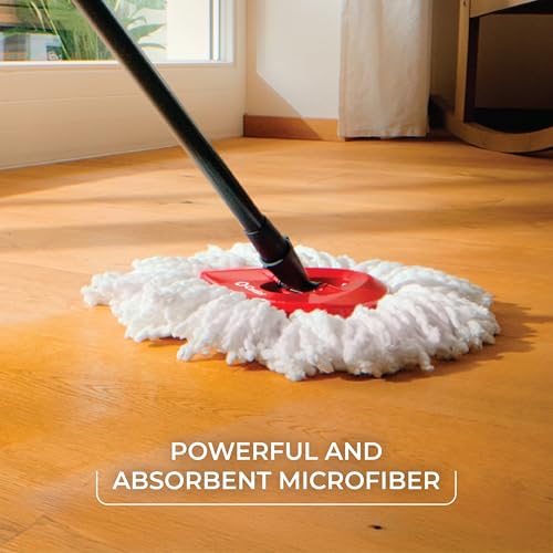 Spin Mop Bucket with 3 Extra Refill - Microfiber Floor Cleaning System, Hands-Free Wringing