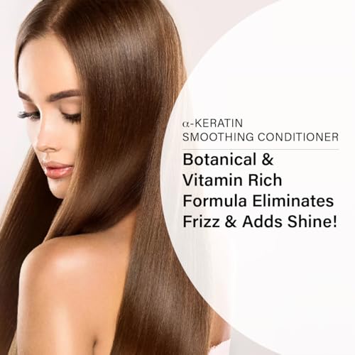 Keratin Smoothing Conditioner 10 Fl Oz - Anti-Frizz, Nourishing Hair Care with Argan & Coconut Oils