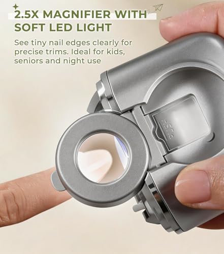Electric Nail Clippers with Magnifying Glass & LED Light - D-Gray