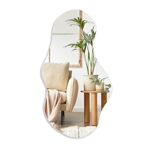 PERFNIQUE Cloud Irregular Wall Mirror 43x24 Inches Frameless Modern Decor