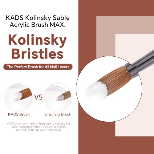 KADS Upgrade Acrylic Nail Brush Pure Kolinsky Hair Acrylic Round Shaped Supermarket Standard (14#+16#)