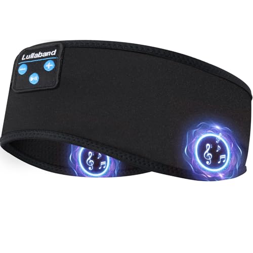 Lullaband Bluetooth Sleep Headphones Headband, Non-Slip Soft Stretchy Wireless Bluetooth Earphones with 10-Hour Battery Speakers for Sleep Travel Sports Yoga Meditation Running and Housework