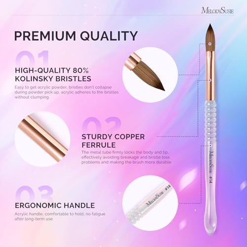Acrylic Nail Brush - Transparent Gradient, 14mm - Kolinsky Hair Nail Art Tool