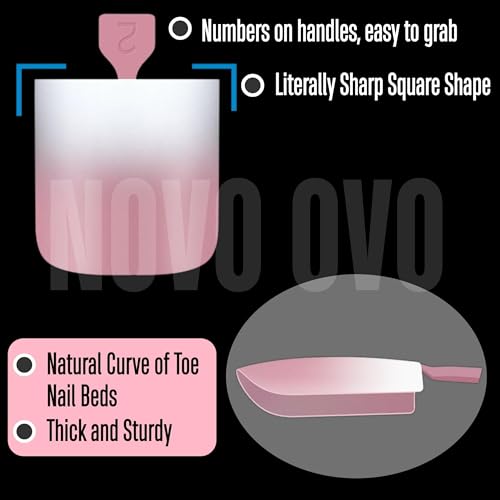 Sharp Square Ombre Berry Pink Press-On Toe Nail Tips – Pre-Designed Gel Extensions, 15 Sizes, 240 pcs