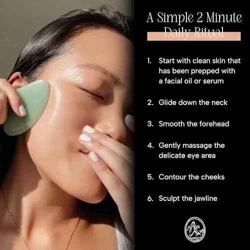 Mount Lai Jade Gua Sha Facial Tool ? The Stone of Eternal Youth ? 100% Genuine Jade Stone Face Sculpting Tool for Lymphatic Drainage, Puffiness Reduction & Timeless Radiance
