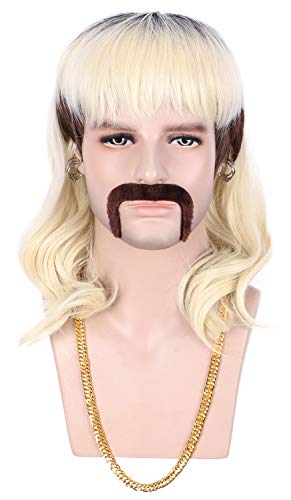 Karlery Adult 70s 80s Rocker Mullet Wig Long Wave Blonde & Dark Costume Hair