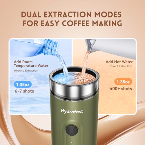 Hydrofast Army Green Portable Electric Espresso Machine with Rechargeable Battery