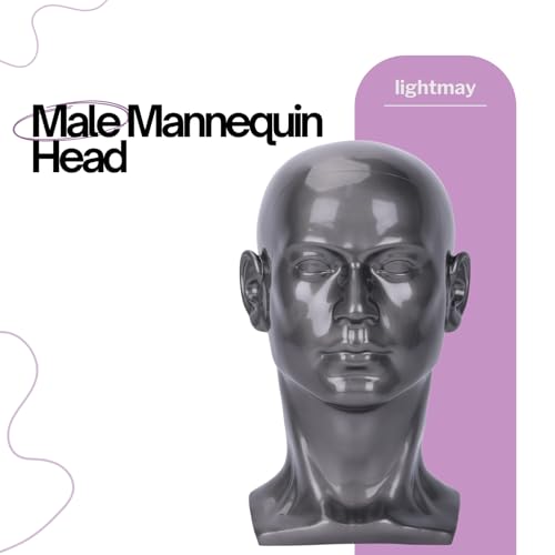 Gray Mannequin Head for Wigs Hats Glasses - 13.7” PVC Wig Stand for Salon or Home Use - Silver Gray Variation