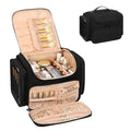 Large Makeup Bag with Jewelry Organizer - 01-Black with Jewelry Storage Travel Toiletry Bag