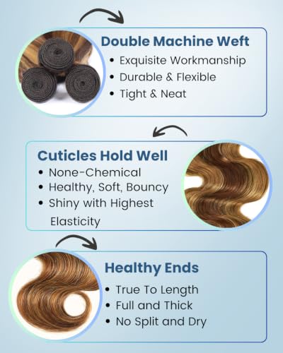 12 Inch Honey Blonde Highlight Body Wave Hair Bundles - Brazilian Human Hair - Variation of 4/27 Highlight / 12" Single Bundle
